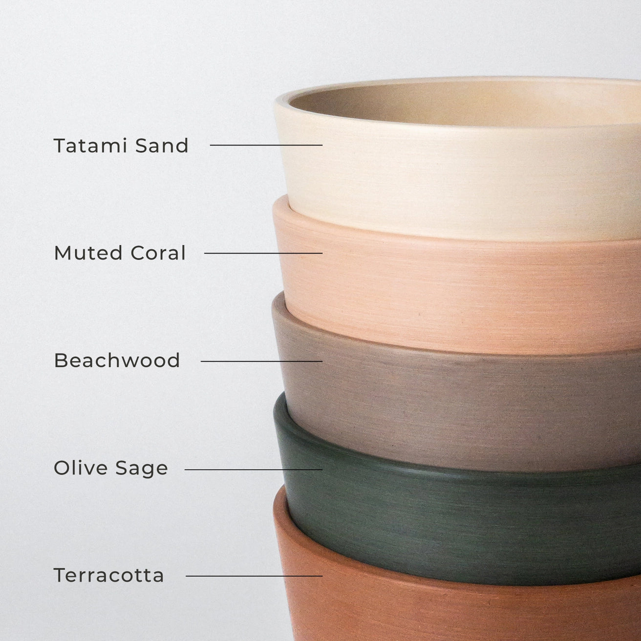 Kanso - 7" Tapered Earth Tones Planter Pot & Saucer Set