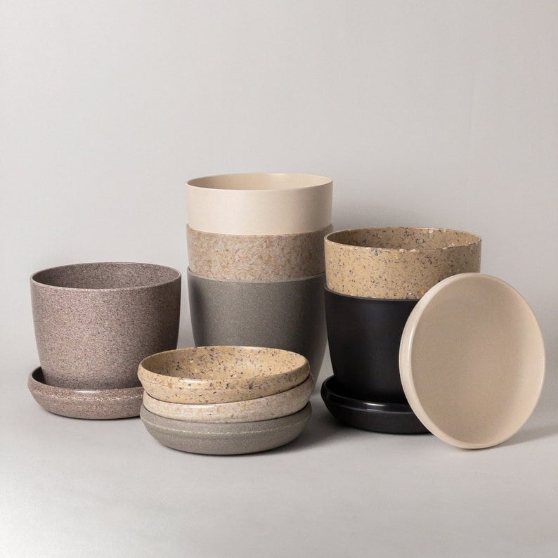 Kanso - 5" Upcycled Planter and Saucer Set