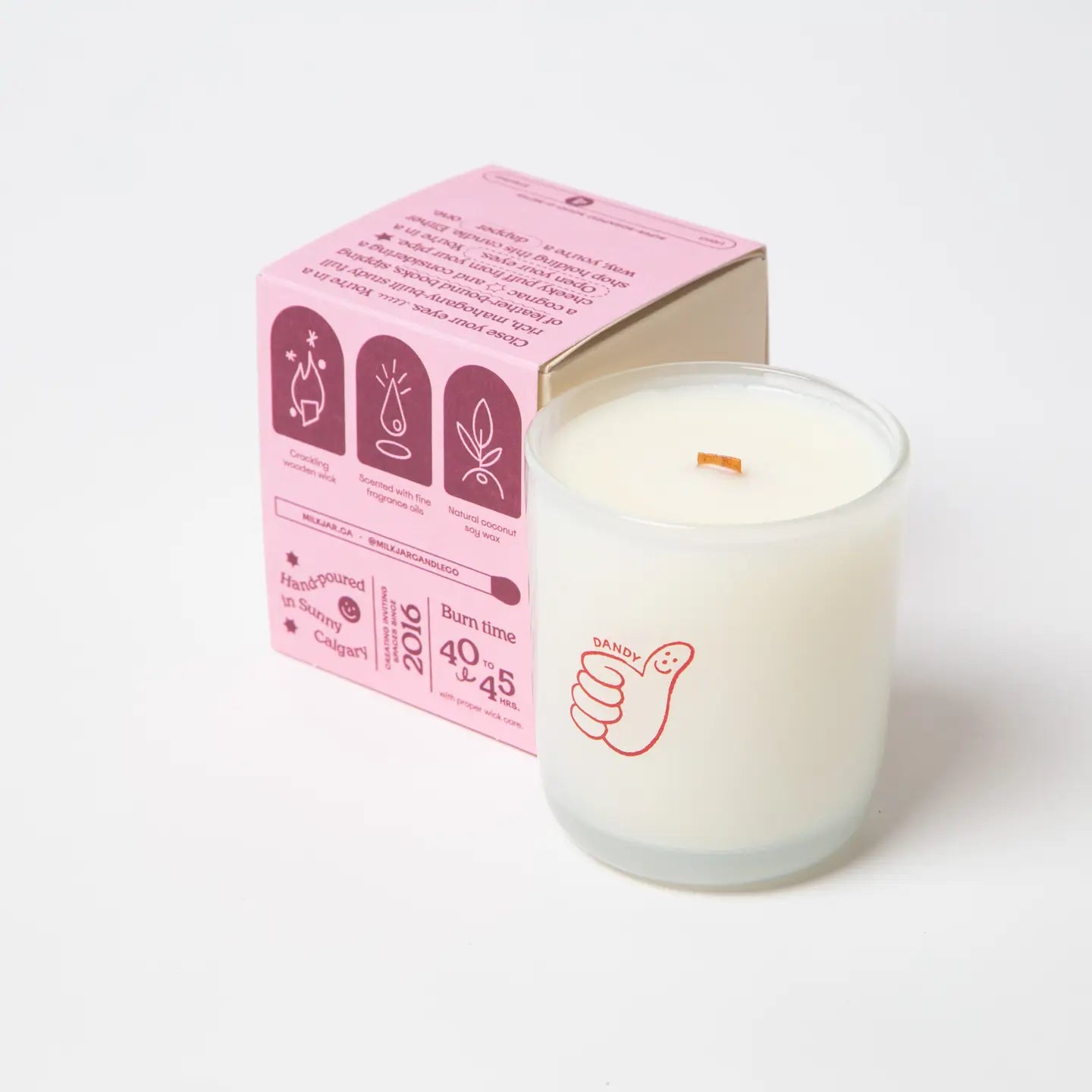 MilkJar - Dandy - Mahogany, Firewood & Pine Coconut Soy Candle