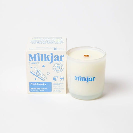 MilkJar - Fresh Laundry - Rain, Cotton & Vanilla Coco Soy Candle