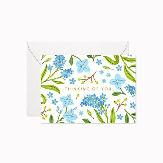 Linden Paper Co - Blue Floral Thinking Of You Mini
